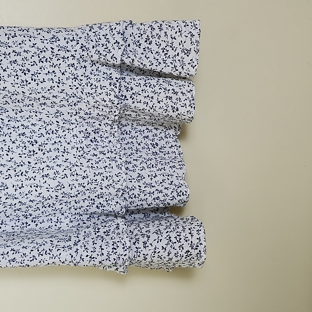 Polly Women's White with Small Blue Flowers, Spaghetti Strap, Lined Mini Dress - Picture 5 of 10